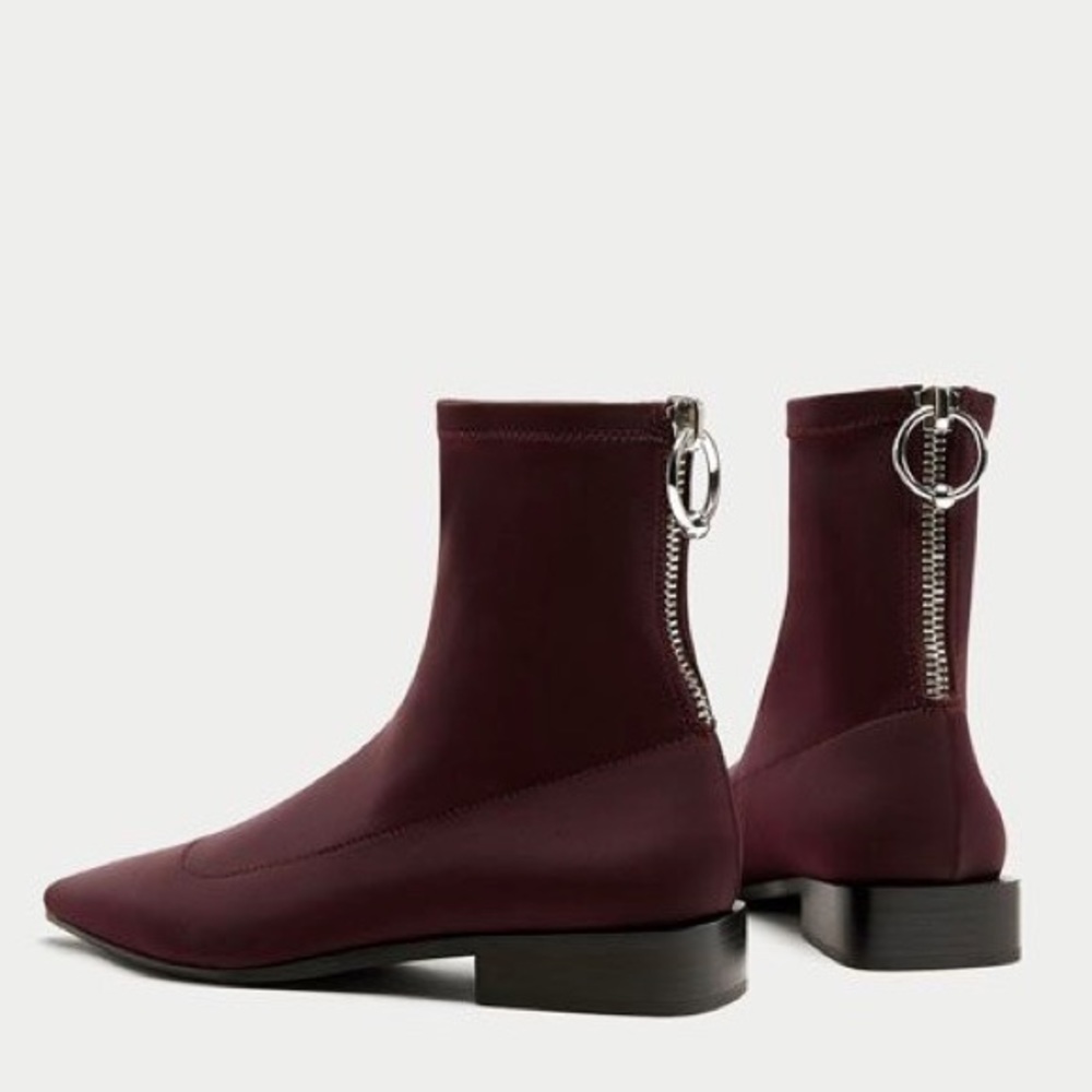 EUC Zara Flat Sock Booties with O Ring Zipper